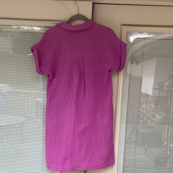 J. Crew Women’s XXS Fuchsia Gauze 💯 Cotton Shirt Dress with pockets - Picture 4 of 8